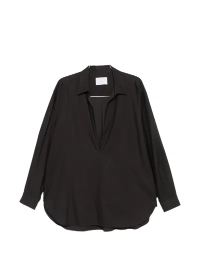 Ssstein Plunging V-neck Oversized Shirt In Brown