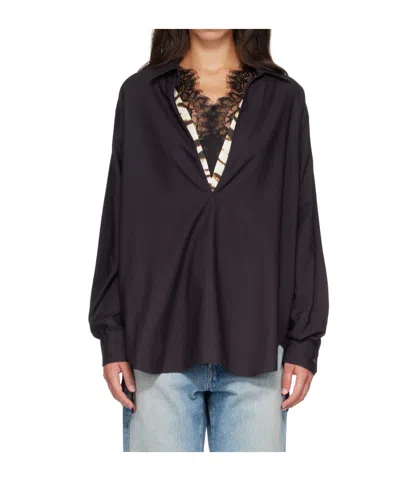 Ssstein Plunging V-neck Oversized Shirt In Black