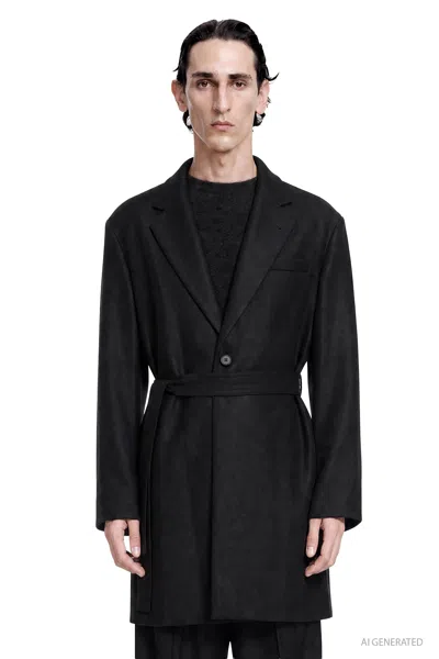 Ssstein Pure Cashmere Half Coat In Black