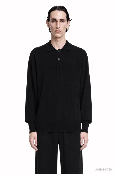 Ssstein Pure Cashmere Knit Polo In Black