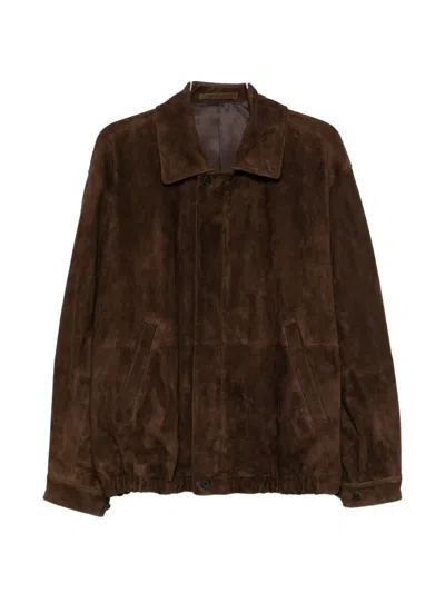 Ssstein Suede Jacket In Brown