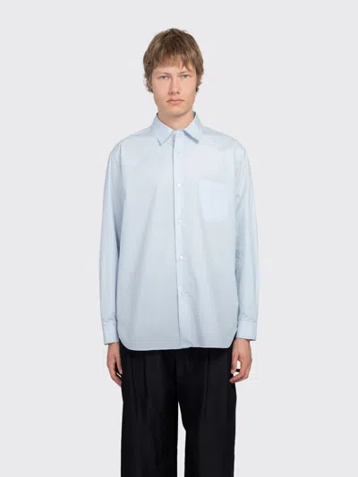 Ssstein Suvin Cotton Oversized Regular Collar Shirt In Blue
