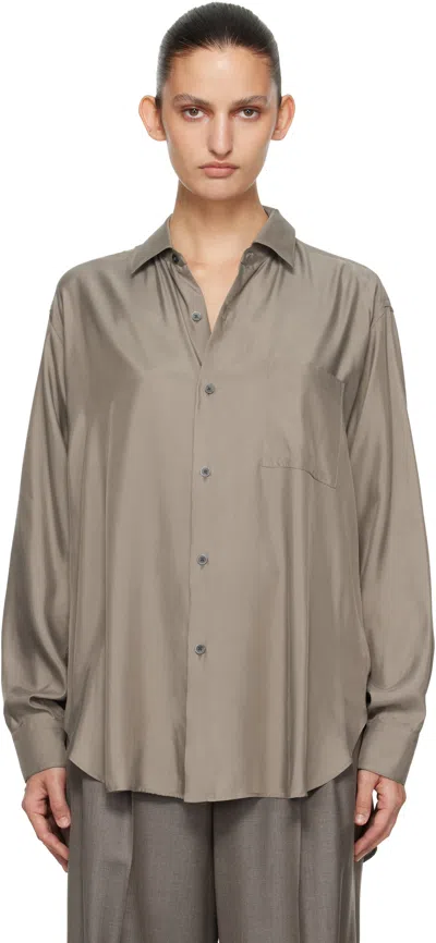 Ssstein Taupe Cupro Twill Oversized Ls Shirt In Brown