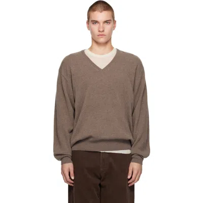 Ssstein Taupe Pure Cashmere V-neck Sweater In Brown