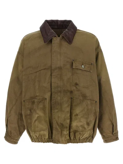 Ssstein Vintage Puffer Jackets Green In Brown