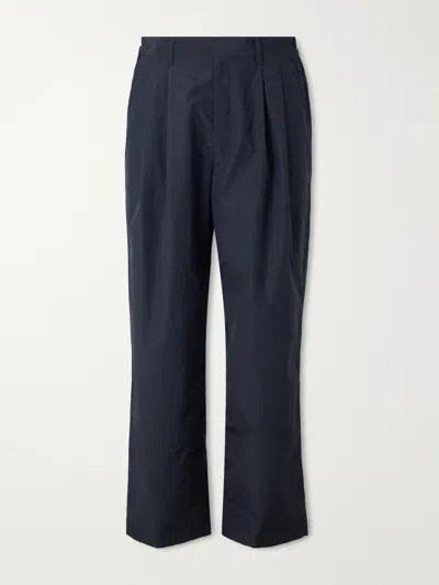 Ssstein Wide-leg Cotton-blend Pleated Satin Trousers In Black
