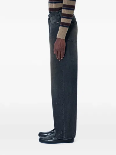 Ssstein Wide-leg Denim Jeans With Five-pocket Construction.mid Risebutton And Zip-fly Fasteningbelt Loopsfiv In Black