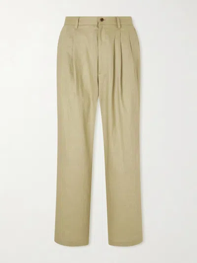 Ssstein Wide-leg Pleated Linen Trousers In Neutral
