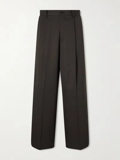 Ssstein Wide-leg Wool Trousers In Brown