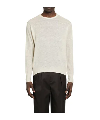 Ssstein Wool Crew Neck Knit Sweater In White