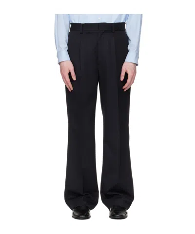 Ssstein Wool Straight Leg Casual Pants In Blue