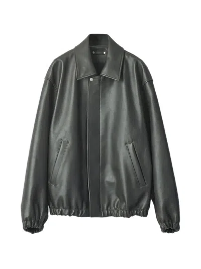 Ssstein Zip-up Leather Jacket In Black