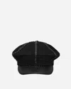 Ssu Ursa Leather Lace Bakerboy Cap In Black