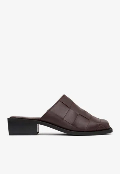 St Agni 40 Woven Leather Mules In Chocolate