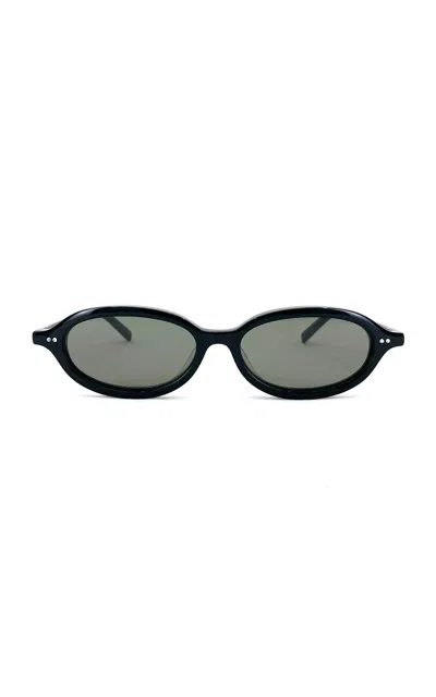 St Agni 90's Slim Oval Acetate Sunglasses In Black