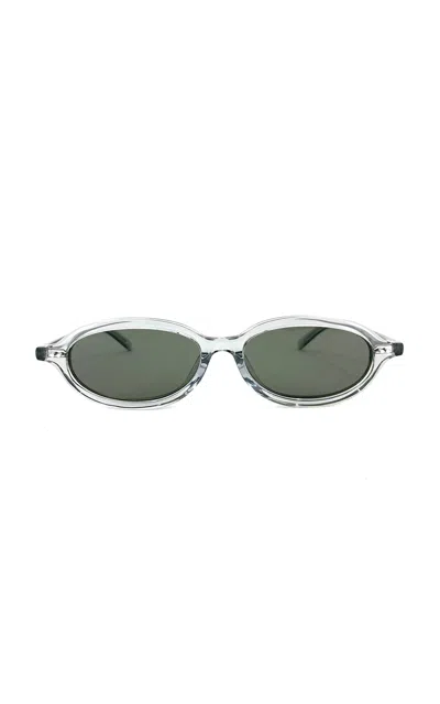 St Agni 90's Slim Oval Acetate Sunglasses In Metallic
