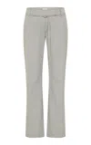 St Agni 90s Belt-detailed Wool-blend Straight-leg Pants In Gray