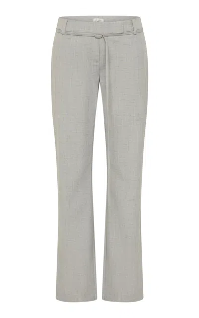 St Agni 90s Belt-detailed Wool-blend Straight-leg Pants In Gray