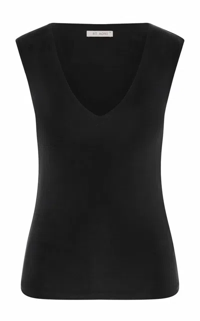 St Agni 90s Cupro Top In Black