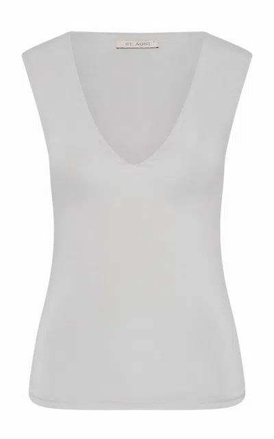 St Agni 90s Cupro Top In Silver
