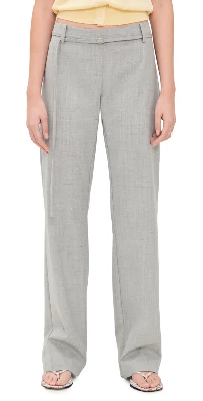 St Agni 90s Minimal Belted Pants Concrete In Gray