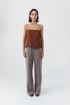 St Agni 90s Silk Twill Cami In Brown