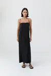 St Agni 90s Silk Twill Slip Dress In Black