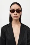 St Agni 90s Slim Oval Sunglasses In Black/brown