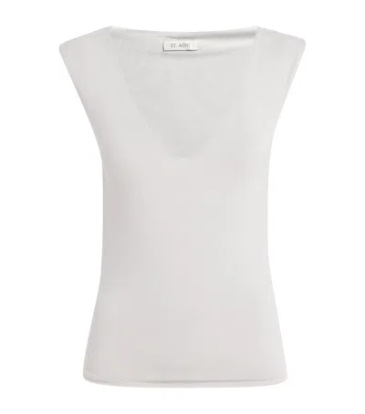 St Agni 90s V-neck Top In Silver