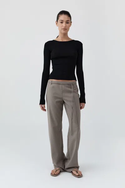 St Agni 90s Wool Rouleau Minimal Pants In Brown
