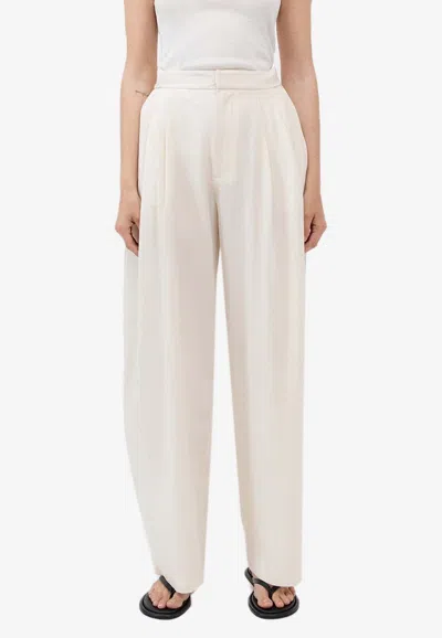 St Agni Adjustable Pleated Pants In Cream
