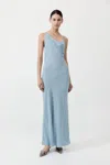 St Agni Asymm Drape Maxi Dress In Stone Blue