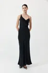 St Agni Asymm Drape Maxi Dress In Washed Black