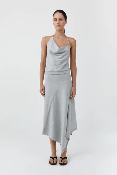 St Agni Asymm Drape Skirt In Light Grey Marle