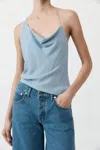 St Agni Asymm Drape Top In Stone Blue