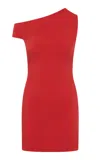 St Agni Asymmetric Cotton-nylon Mini Dress In Red
