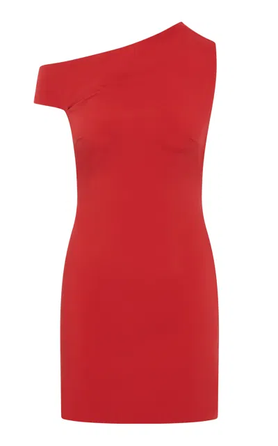 St Agni Asymmetric Cotton-nylon Mini Dress In Red