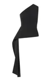 St Agni Asymmetric Cotton-nylon Orgami Top In Black