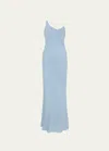 St Agni Draped Slip Dress In Stone Blue
