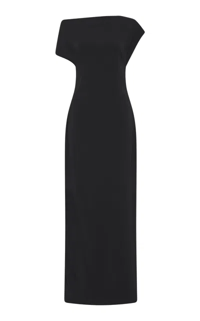 St Agni Asymmetric Jersey Maxi Dress In Black
