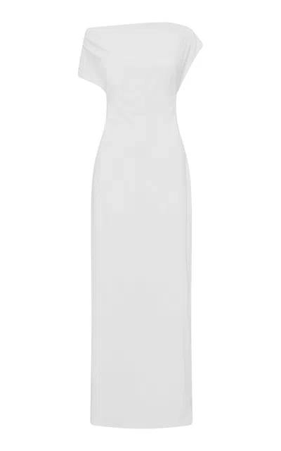 St Agni Asymmetric Jersey Maxi Dress In Silver