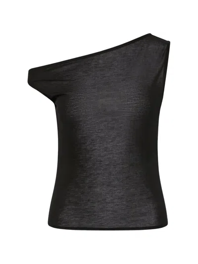 St Agni Asymmetric Jersey Top In Black