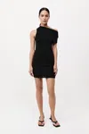 St Agni Asymmetric Knit Mini Dress In Black