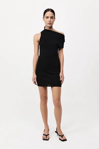 St Agni Asymmetric Knit Mini Dress In Black