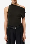 St Agni Asymmetric Knit One-shoulder Top In Olive
