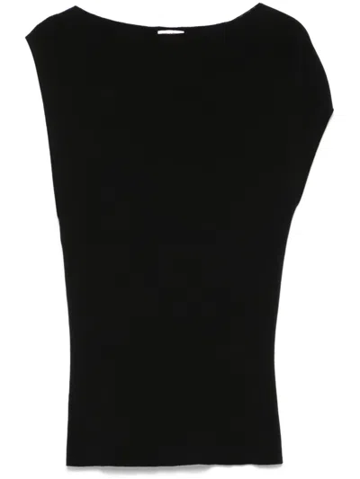 St Agni Asymmetric Knit Top In Basil