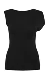 St Agni Asymmetric Knit Top In Basil
