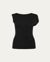St Agni Asymmetric Knit Top In Black