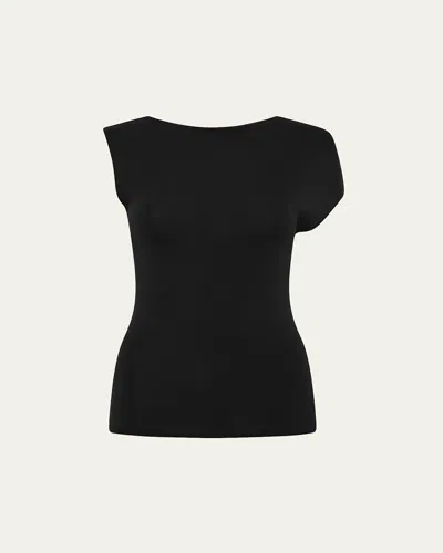 St Agni Asymmetric Knit Top In Basil