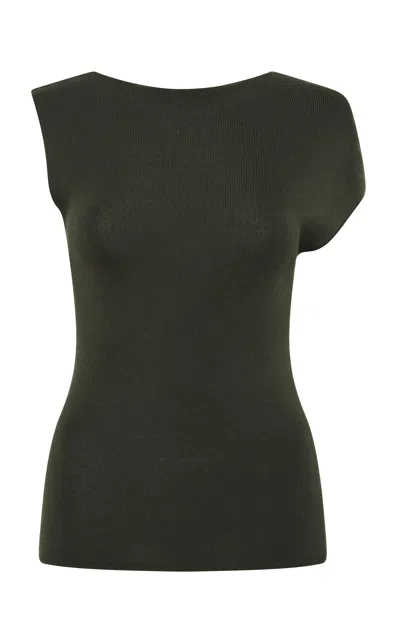 St Agni Asymmetric Knit Top In Green